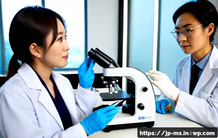 과학적 발견의 불확실성 해소 방법 - Photorealistic university laboratory scene, a Japanese female scientist in a clean white lab coat ca...